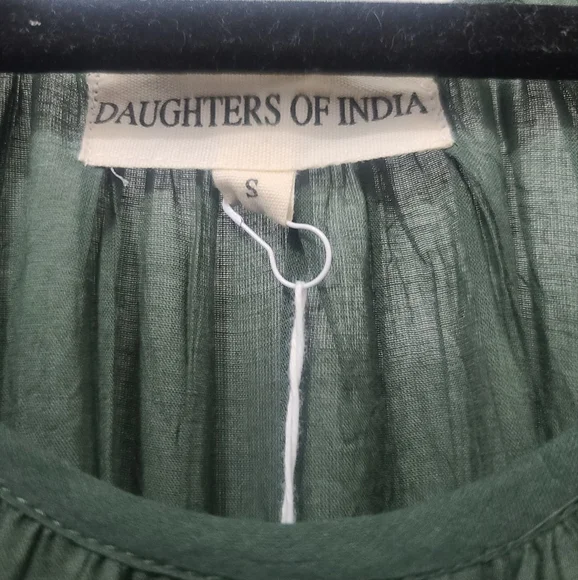 Daughters of India Sahana Gown Emerald Green Size Small Dress Handmade Cotton - Picture 8 of 10